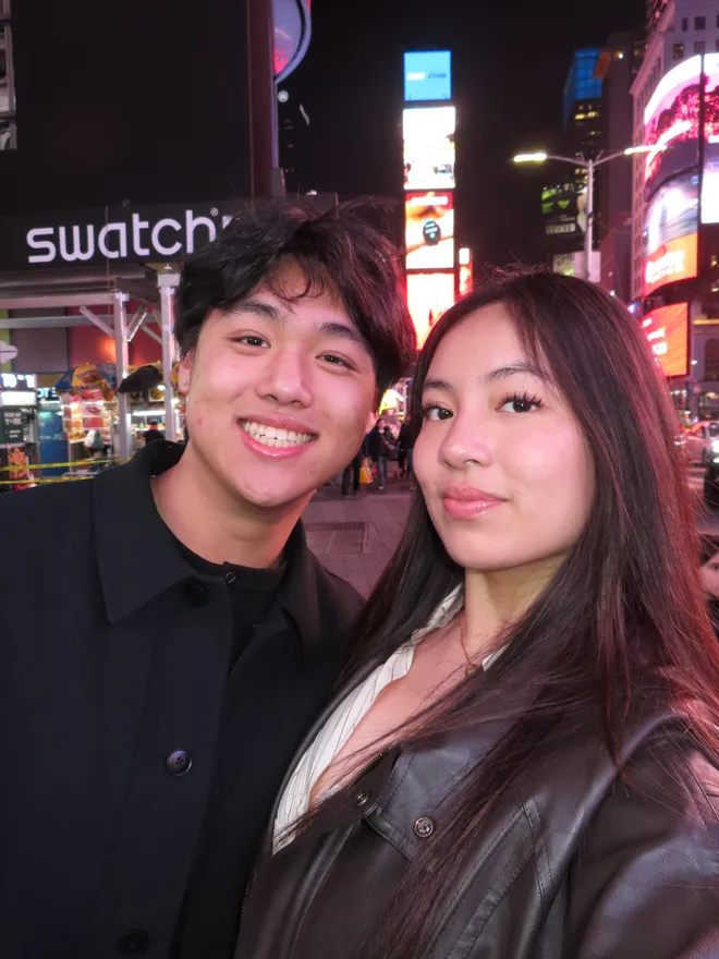 Tim and Pam in Times Square, New York